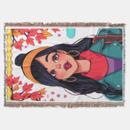 Cozy Sherpa Throw Blanket – Autumn Girl Art, Perfe Deken