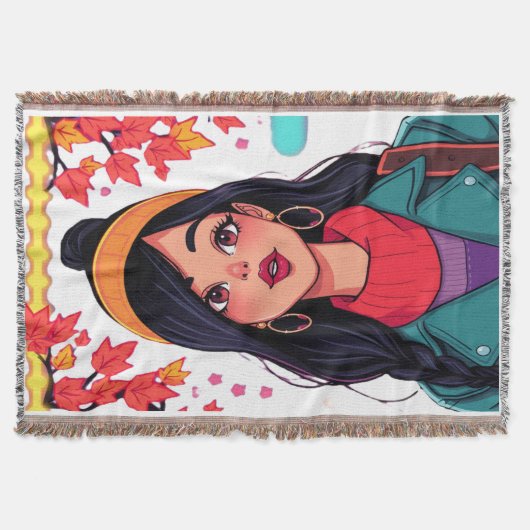 Cozy Sherpa Throw Blanket – Autumn Girl Art, Perfe Deken (Voorkant)