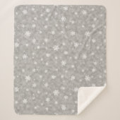 Cozy Silver Glitter Stars Snowflakes Sherpa Deken (Voorkant)