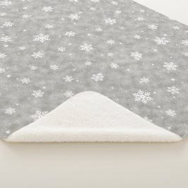 Cozy Silver Glitter Stars Snowflakes Sherpa Deken