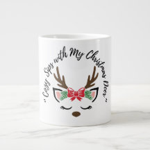 Cozy Sips with My Christmas Deer” – Cute Reindeer 