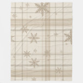 Cozy Snowflake Gingham Plaid Blanket –Warm Neutral Fleece Deken (Voorkant)