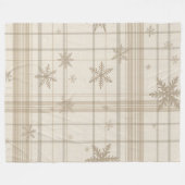 Cozy Snowflake Gingham Plaid Blanket –Warm Neutral Fleece Deken (Voorkant (Horizontaal))