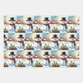 Cozy Snowman Farm Watercolor Christmas Inpakpapier Vel (Voorkant 3)