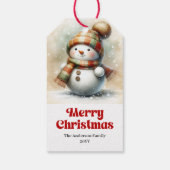 Cozy Snowman Kids Gift Tag Personalized Christmas  Cadeaulabel (Achterkant)