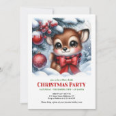 Cozy snowy forest baby deer Christmas invitation  Kaart (Voorkant)