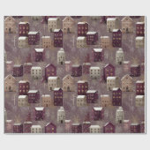 Cozy Snowy Winter Village Pattern (1) Cadeaupapier (Vlak)