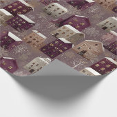 Cozy Snowy Winter Village Pattern (1) Cadeaupapier (Hoek)