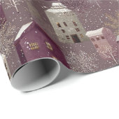 Cozy Snowy Winter Village Pattern (1) Cadeaupapier (Rol Hoek)