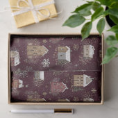 Cozy Snowy Winter Village Pattern (2) Tissuepapier (Geschenk)