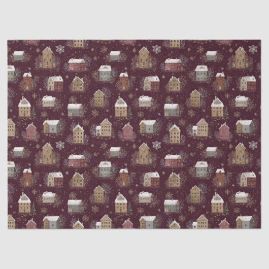 Cozy Snowy Winter Village Pattern (2) Tissuepapier (Voorkant)