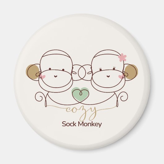 Cozy Sock Monkey Magneet (Voorkant)