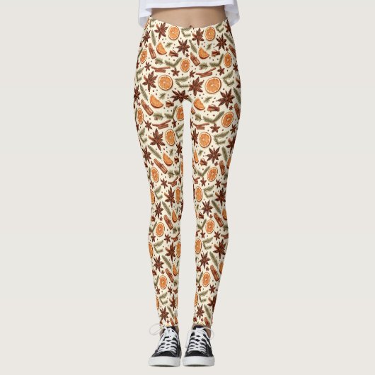 Cozy Spice Pattern – Herfst Vibes Leggings (Voorkant)