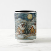 Cozy Stained Glass Snowy Village Holiday Mug Mok (Midden)