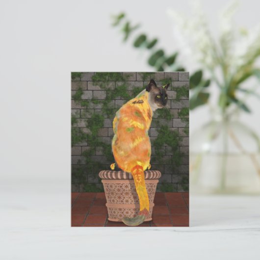 Cozy Sunflower Cat Briefkaart (Staand voorkant)