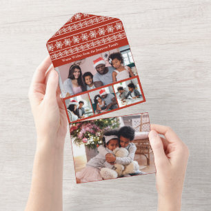Cozy Sweater Multi Photo Holiday Card All In One Uitnodiging