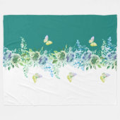 Cozy Teal Floral and Butterfly Sherpa Throw Fleece Deken (Voorkant (Horizontaal))