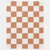 Cozy Terracotta Rust & Cream Buffalo Check Fleece Deken (Voorkant)