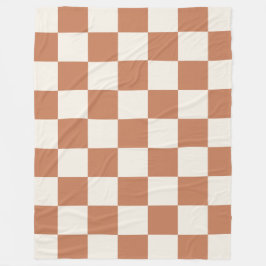 Cozy Terracotta Rust & Cream Buffalo Check Fleece Deken