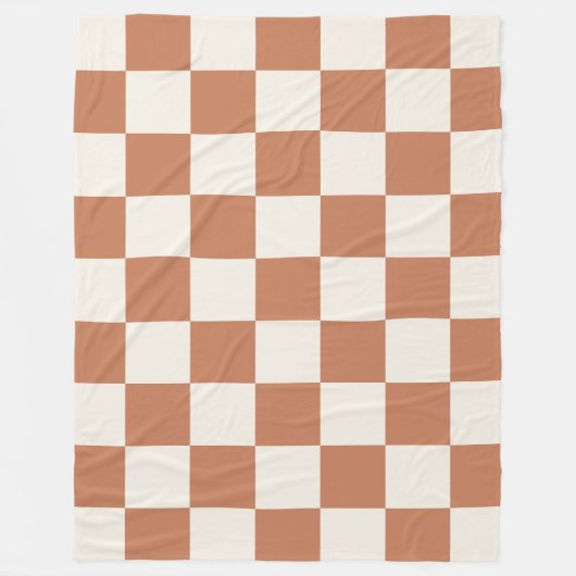 Cozy Terracotta Rust & Cream Buffalo Check Fleece Deken (Voorkant)