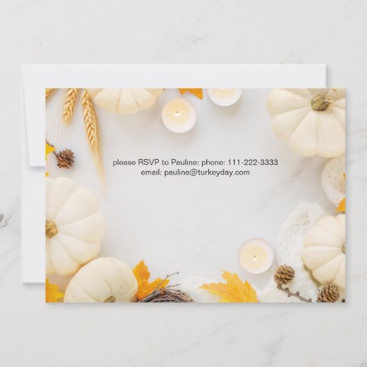Cozy Thanksgiving Pumpkin Dinner Kaart (Achterkant)