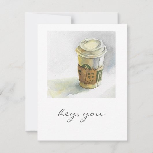 Cozy to-go Coffee Cup Watercolor Card Feestdagenkaart (Voorkant)
