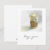 Cozy to-go Coffee Cup Watercolor Card Feestdagenkaart (Voorkant / Achterkant)