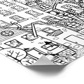 Cozy Town Cute Funny Cats Doodle Adult Colour Poster (Hoek)