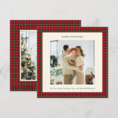 Cozy Traditional Red Plaid Christmas Photo Classic Feestdagenkaart (Voorkant / Achterkant)