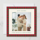 Cozy Traditional Red Plaid Christmas Photo Classic Feestdagenkaart (Voorkant)