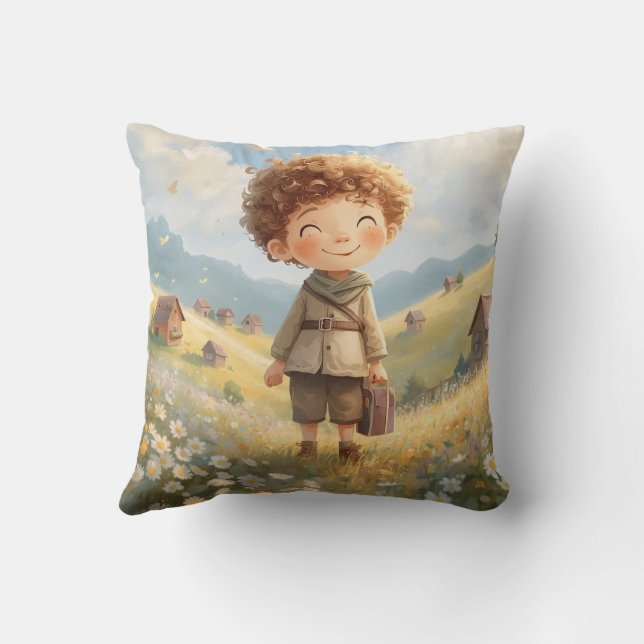 Cozy Traveler Pillow Whimsical Adventure Kind_Ones Kussen (Achterkant)
