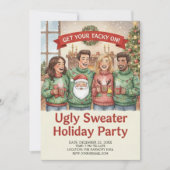 Cozy Ugly Sweater Holiday Party Hand Painted  Kaart (Voorkant)