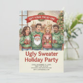 Cozy Ugly Sweater Holiday Party Hand Painted  Kaart (Staand voorkant)