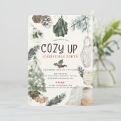 Cozy Up Comfy Holiday Items Christmas Party Kaart (Staand voorkant)