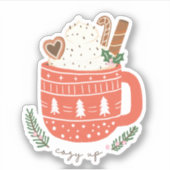 Cozy Up Hot Cocaca Mok kerstfeestdag Sticker (Voorkant)