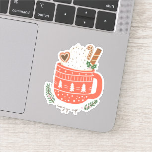 Cozy Up Hot Cocaca Mok kerstfeestdag Sticker