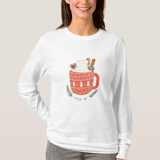 Cozy Up Hot Cocaca Mok kerstfeestdag T-shirt (Voorkant)