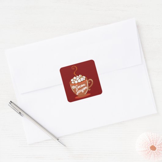 Cozy up with this sweet Cocoa Season design  Vierkante Sticker (Envelop)
