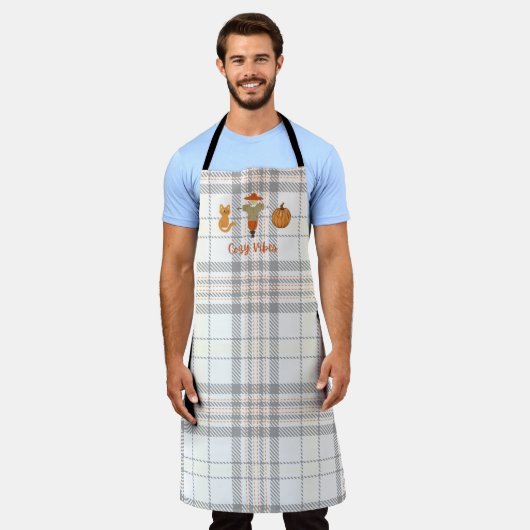 Cozy Vibes Herfst Quote Autumn Pumpkin Thanksgivin Schort (Gedragen)