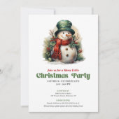 Cozy Victorian Christmas Snowman Dinner Invite Kaart (Voorkant)