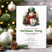 Cozy Victorian Christmas Snowman Dinner Invite Kaart