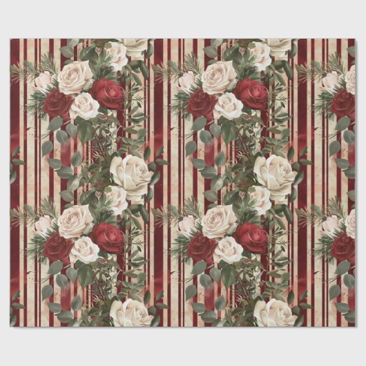 Cozy Vintage Christmas Pattern Cadeaupapier (Vlak)