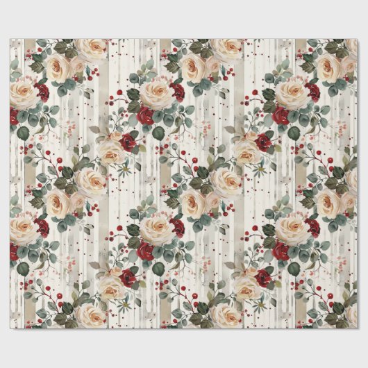 Cozy Vintage Christmas Pattern Cadeaupapier (Vlak)