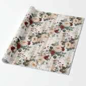 Cozy Vintage Christmas Pattern Cadeaupapier (Uitgerold)