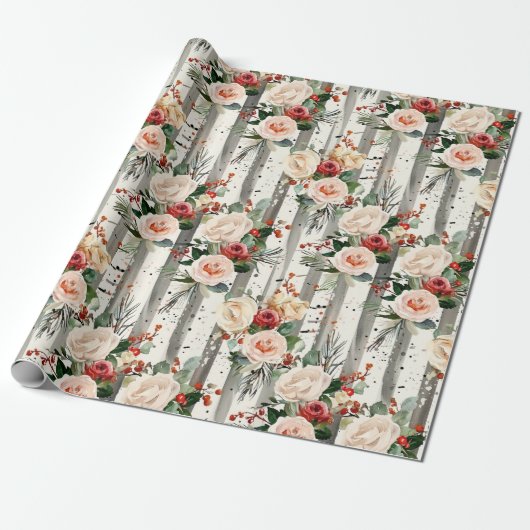 Cozy Vintage Christmas Pattern Cadeaupapier (Uitgerold)