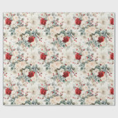 Cozy Vintage Christmas Pattern Cadeaupapier (Vlak)