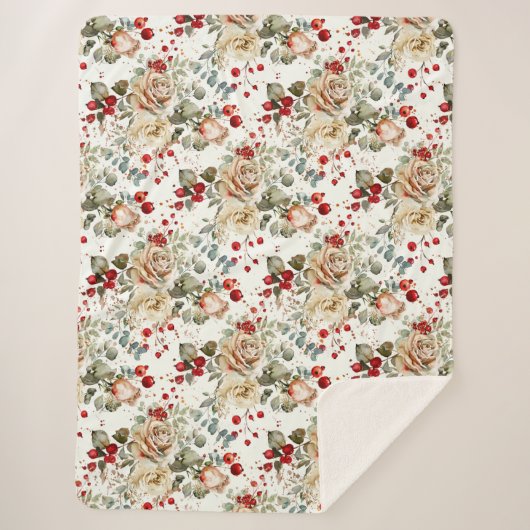 Cozy Vintage Christmas Pattern Sherpa Deken (Voorkant)