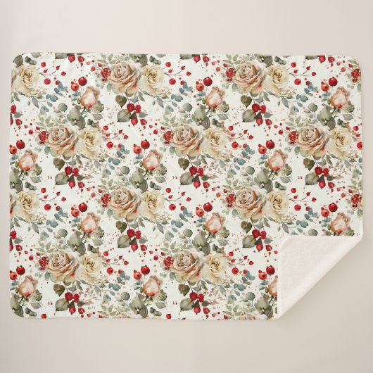 Cozy Vintage Christmas Pattern Sherpa Deken (Voorkant (horizontaal))