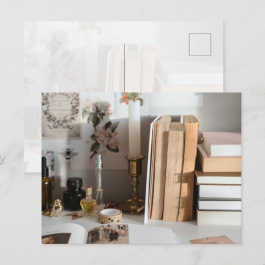 Cozy Vintage Desk Aesthetic Briefkaart (Voorkant / Achterkant)