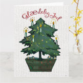 Cozy Vintage kerstboom Glædelig Jul Kaart (Gele Bloem)